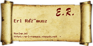 Erl Rémusz névjegykártya